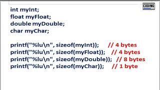 sizeof operator in C language [upl. by Goulder50]