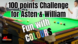 ASTEN amp WILLIAM DO 100 POINTS CHALLENGE  Asten Sahota and William Thomson enjoy Fun with Colours 😁 [upl. by Atnwahsal]