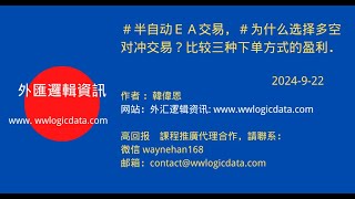 半自动EA交易为什么选择多空对冲交易？比较三种下单方法 20240922 [upl. by Kcirdes]