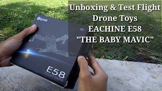 Unboxing amp Test Flight Drone Toys Eachine E58 quotThe Baby Mavicquot [upl. by Ellevehc]