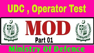 Today MOD UDC Operator Test 08 Am 10 03 2024  Ministry of defense Pakistan  Part 01 [upl. by Johnathan584]