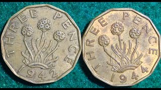 19371948 Three Pence Coins From United Kingdom UK [upl. by Doralin]