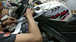 Cara mudah memasang striping list variasi Yamaha Vixion NVL bagi pemula [upl. by Nnalyrehc]