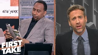 Stephen A is fed up with Maxs Tom Brady Patriots slander  First Take  ESPN [upl. by Ahsinor818]