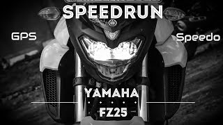 Yamaha FZ25 Top Speed Run  GPS amp Speedometer  145 kmhr [upl. by Hutner573]