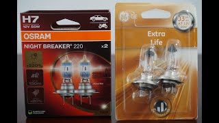 OSRAM NIGHT BREAKER 220 vs GE Extra Life [upl. by Hukill]