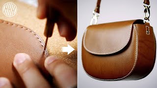 DIY Handmade Leather Bag  Leather Crafting [upl. by Nylirret9]