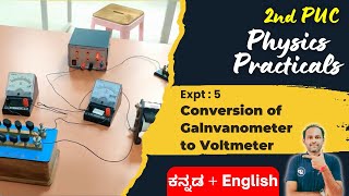 Conversion of Galvanometer to Voltmeter  2nd PUC Physics lab Experiments physicslabexperiments [upl. by Anirehtak]