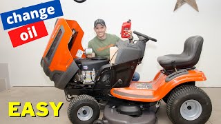 How to change oil on a Husqvarna lawn mower YTH [upl. by Nevar280]