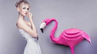 FLAMINGO Papercraft  DIY Paper Sculpture Tutorial [upl. by Lanod]