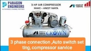 Air Compressor Auto Cut Setting  Air Compressor Auto Cut Connection 3 Phase  Compressor Sarvice [upl. by Prentiss]