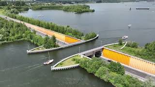 The Veluwemeer Aqueduct Netherlands Unique Water Bridge [upl. by Akerdnahs]