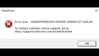 FIX Call of Duty Warzone Fatal error Error code  0x00007fffd5f2c074 8425941 0x00001337 ntdlldll [upl. by Abad]