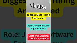 Virtusa Biggest Mass Hiring announced for Multiple Location shorts job freshersjobs viralvideo [upl. by Ajed506]