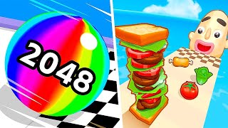 Ball Run 2048Sandwich Runner Number MasterAz run All Level Gameplay AndroidiOS  MEGA NEW APK UP [upl. by Ariayek]