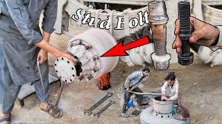 How to remove broken stud bolt ✦ The easiest trick to remove bolt of truck wheel hub amp install new [upl. by Eile]