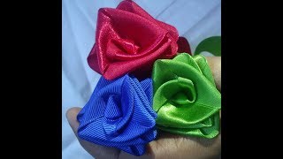 How to make satin ribbon rose very easy DIY satin ribbon rose  DIY craft tutorials [upl. by Busey]