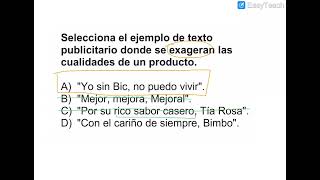 COMIPEMS  Español  Selecciona el ejemplo de texto publicitario donde se exageran las cualidades [upl. by Tnomad980]