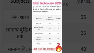 RRB Technician Syllabus 2024  rrb technician new syllabus  viral shorts [upl. by Yrruc914]