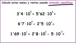 Sumas y restas usando notación científica [upl. by Fatimah]