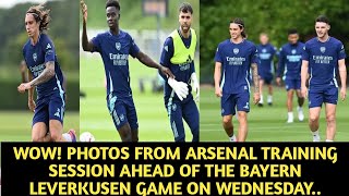 PHOTOS FROM ARSENAL TRAINING SESSION AHEAD OF THEIR GAME AGAINST BAYERN LEVERKUSEN ON WEDNESDAY [upl. by Aron]