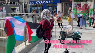 Queers For Palestine Feeder March Canal Quarter Cardiff Wales [upl. by Cilegna]