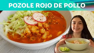 Cómo hacer POZOLE ROJO de POLLO 🌶 Receta mexicana TRADICIONAL [upl. by Lattimer]