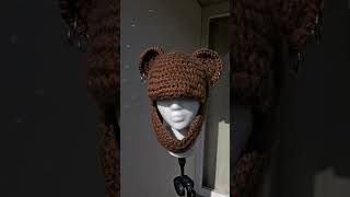 Crochet bear balaclava 🧸soft merino wool and pierced ears [upl. by Schindler898]