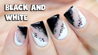 Simple Black and White Abstract Nail Art with Gel Polish [upl. by Aisena82]