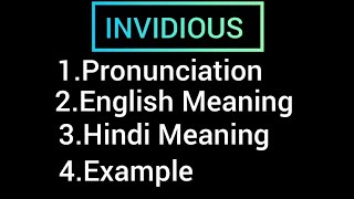 invidious Meaning of invidious in Hindi Meaning  Pronounciation of invidious  Example  Use [upl. by Morrill]