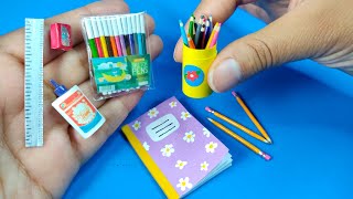 7 DIY Miniature School Supplies With Things you already Have at Home [upl. by Oderfigis]