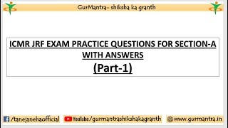 ICMR EXAM GENERAL SCIENCE PART 1 [upl. by Resay567]