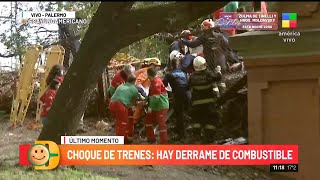 CHOQUE DE TRENES DE LA LÍNEA SAN MARTÍN trasladan heridos y hay pasajeros en shock [upl. by Akli]