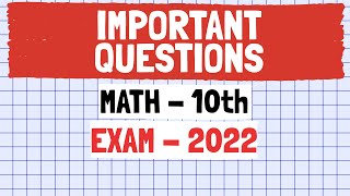 Most Important Questions For 10th Class Math  Exam 2022 [upl. by Canon]