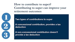 Making contributions to super  Part 1  Concessional Contributions [upl. by Corel]