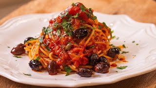 Authentic Italian Puttanesca Spaghetti [upl. by Amero]