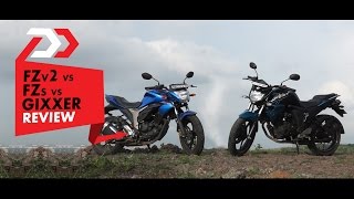 Yamaha FZ FI v20 vs v10 vs Suzuki Gixxer  Review  PowerDrift [upl. by Quita]