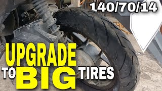 BIG TIRE UPGRADE SA HONDA CLICK 125i 1407014  pobrengbisaya  upgrade to big tires [upl. by Lenod471]