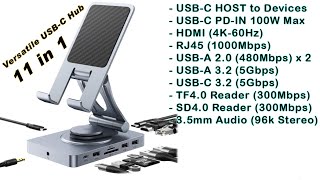 Versatile USB C Hub 11 in 1 Rotatable USB C Docking Station [upl. by Pelletier]