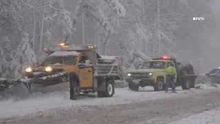 Trees Blocking Roads as Heavy Snow Falls in Moscow Pennsylvania [upl. by Standley800]