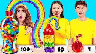 100 Layers of Food Challenge 🌈 Amazing Jelly Bottle Hacks and Rainbow Receipts by 123 GO [upl. by Erasme]