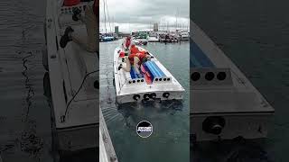 Dry Martini gets loud at the Solent 80 raceboat loud startup raceengines powerboat drymartini [upl. by Cai]