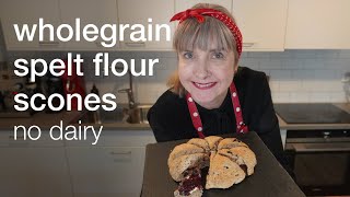 Easy Wholegrain Spelt Flour Date Scones no dairy vegan recipe [upl. by Rebor]