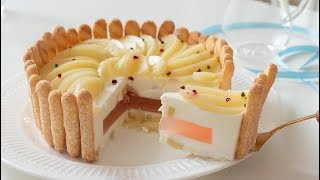 桃のシャルロットケーキの作り方＊卵1個シリーズ4 Peach Charlotte Cake｜HidaMari Cooking [upl. by Verger422]