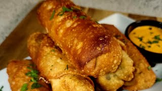 Creamy Chicken amp Spinach Egg Rolls  Quick amp EASY Recipe [upl. by Ayres]