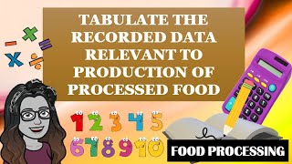 TABULATE THE RECORDED DATA RELEVANT TO PRODUCTION OF PROCESSED FOOD [upl. by Ellenehs]