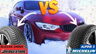 Michelin Alpin 5 VS Bridgestone Blizzak LM005  REAL SNOW TEST IN BMW M4 [upl. by Arem]