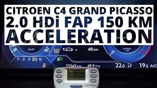 Citroen C4 Grand Picasso 20 HDi 150 hp AT  acceleration 0100 kmh [upl. by Annavoj]