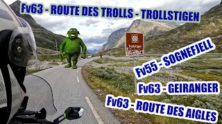 5 Cap Nord Nordkapp Roadtrip moto NORWAY GEIRANGER  ROUTE DES TROLLS  TROLLSTIGEN  EAGLE ROAD [upl. by Eiba316]