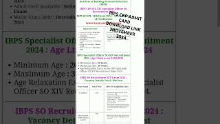 IBPS CRP Admit card download link 👇 3november 2024 admitcard exam 2024 governmentjobbaba music [upl. by Aitak583]